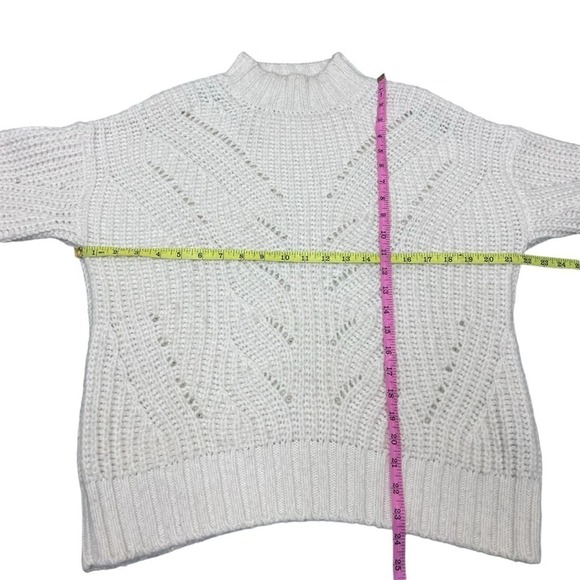 Massimo Dutti Open Knit Sweater Mock Neck S Ivory - Picture 7 of 8